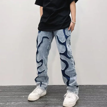Aidase New Arrival Straight Mens Denim Pants Streetwear Casual Fashion Straight Harajuku Trousers aidase-shop